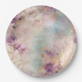 Assiettes En Carton Floral violet turquoise (Devant)