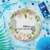 Assiettes En Carton Floraux verts hydrangée rose sauge ballons verts (Fête)