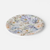 Assiettes En Carton Flore à crème bleue poussiéreuse (Angle)