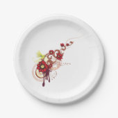 Assiettes En Carton Flore avec fleurs rouges et colibri (Devant)