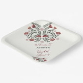 Assiettes En Carton Flore d'art populaire de Noël rouge (Angulaire)