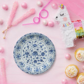 Assiettes En Carton Flore de chinoiserie florale bleu blanc imitation  (Fête)