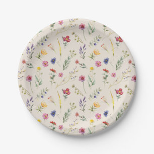 Assiettes En Carton Flore de printemps Fleur sauvage beige