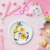 Assiettes En Carton Flore de tournesol Bluetit été (Fête)