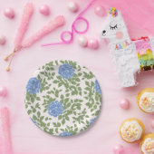 Assiettes En Carton Flore d'Hydrangée bleue et verte (Fête)