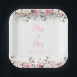 Assiettes En Carton Flore floue | Aquarelle Plaque de papier nuptiale<br><div class="desc">Belle aquarelle florale blush design parfait pour une douche nuptiale romantique! Vous pouvez le customiser facilement.</div>