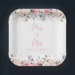 Assiettes En Carton Flore floue | Aquarelle Plaque de papier nuptiale<br><div class="desc">Belle aquarelle florale blush design parfait pour une douche nuptiale romantique! Vous pouvez le customiser facilement.</div>