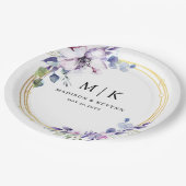 Assiettes En Carton Flore minuscule et chic en or violet | Mariage (Angle)