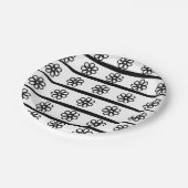 Assiettes En Carton Flore noir et blanc rayures florales (Angle)