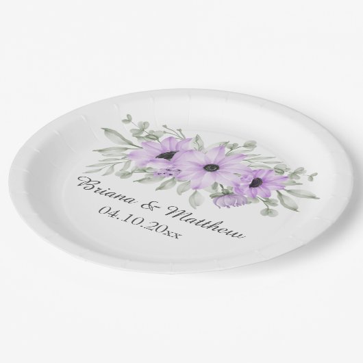 Assiettes En Carton Flore pourpre Simple Élégant (Angle)