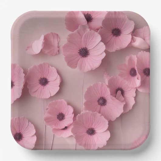Assiettes En Carton Flore rose d'Hydrangée (Recto)