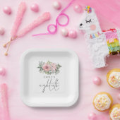 Assiettes En Carton Flore rose vif moderne 80e fête d'anniversaire (Fête)