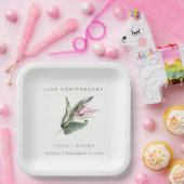 Assiettes En Carton Flore Tropical Rose Feuilleté Chaque Année Anniver (Fête)