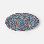Assiettes En Carton Flore Turquoise bleu Mandala Boho (Angle)