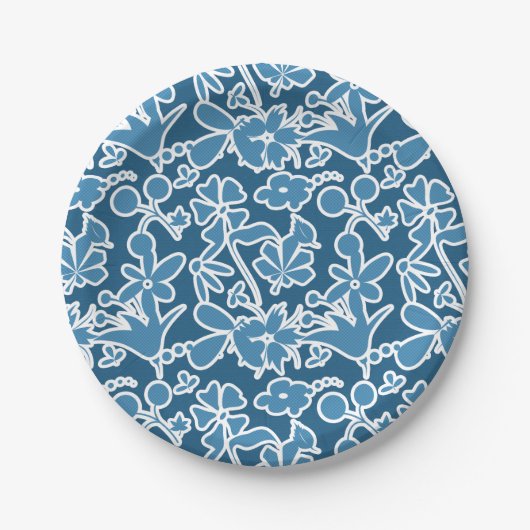 Assiettes En Carton Flores azules (Devant)