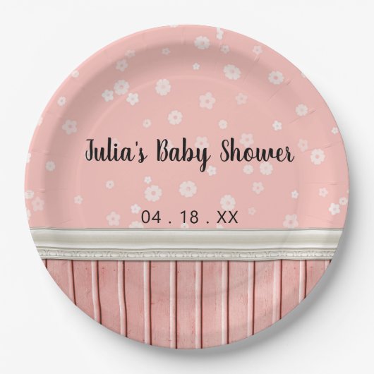 Assiettes En Carton Flores roses (Devant)