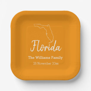 Assiettes En Carton Floride Carte d'État Réunion familiale personnalis