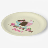 Assiettes En Carton Flotte de crème glacée sucrée Sundae & fraise (Angle)