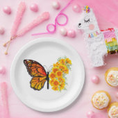 Assiettes En Carton Flower Butterfly with Yellow California Poppy (Fête)