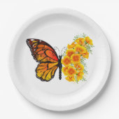 Assiettes En Carton Flower Butterfly with Yellow California Poppy (Devant)