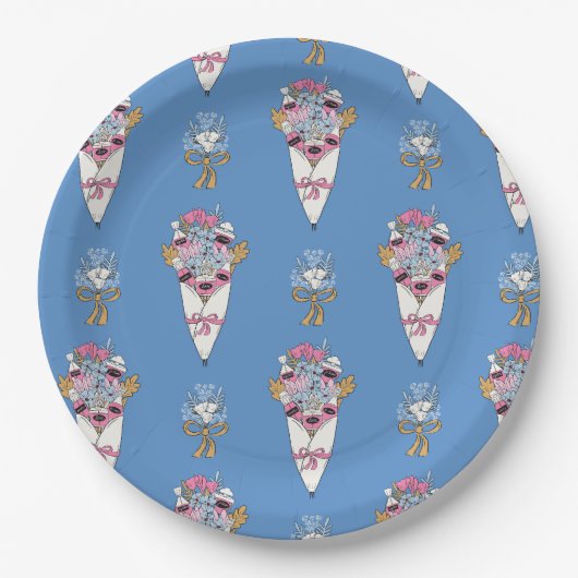 Assiettes En Carton Flower & Perfume Bouquet Bundle on blue (Devant)