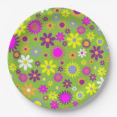 Assiettes En Carton Flower Power Bright Green (Devant)