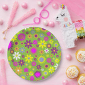 Assiettes En Carton Flower Power Vert Clair (Fête)