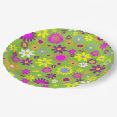 Assiettes En Carton Flower Power Vert Clair (Angle)