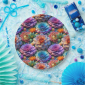 Assiettes En Carton Flowers In Three D (Fête)