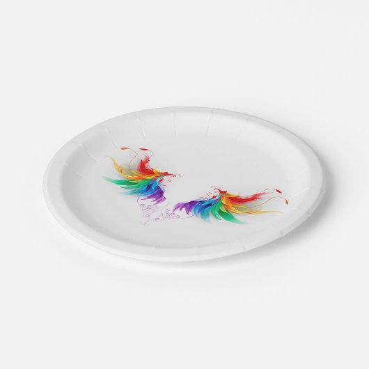 Assiettes En Carton Fluffy Rainbow Wings (Angle)