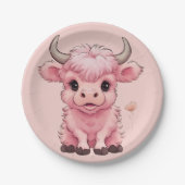 Assiettes En Carton Fluffy Rose Highlands Scottish Cow (Devant)