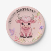 Assiettes En Carton Fluffy Rose Highlands Scottish Cow (Devant)