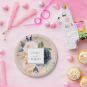 Assiettes En Carton Flush et Navy Flowers | Mariage rose (Fête)