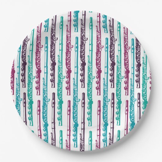 Assiettes En Carton Flute - Violet et Turquoise (Devant)