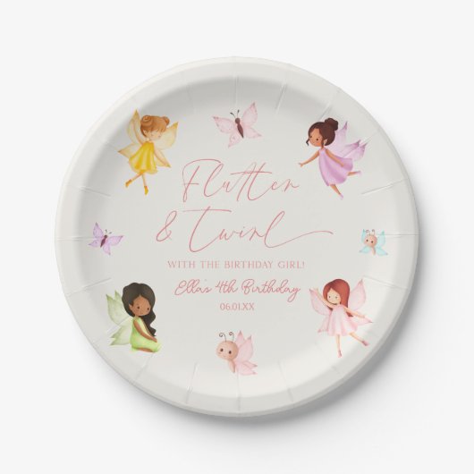Assiettes En Carton Flutter et Twirl Enchanted Fairy Anniversaire fête (Devant)