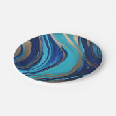 Assiettes En Carton Flux Abstrait moderne Art-Bleu et Or- (Angle)