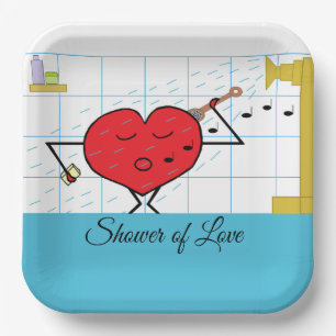 Assiettes En Carton Flux d'amour de douche : Fête nuptiale