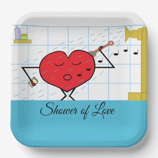 Assiettes En Carton Flux d'amour de douche : Fête nuptiale (Recto)