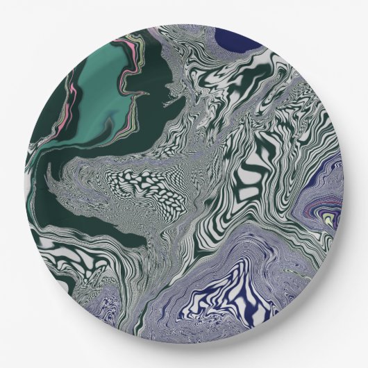 Assiettes En Carton "Flux de marbre émeraude" (Devant)
