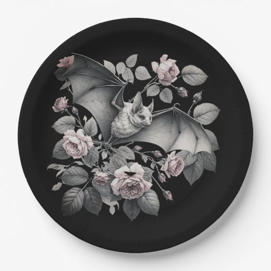 Assiettes En Carton Flying Bat Halloween (Devant)