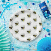 Assiettes En Carton Flying Bumble BEE, Freehand Digital Drawing Insect (Fête)