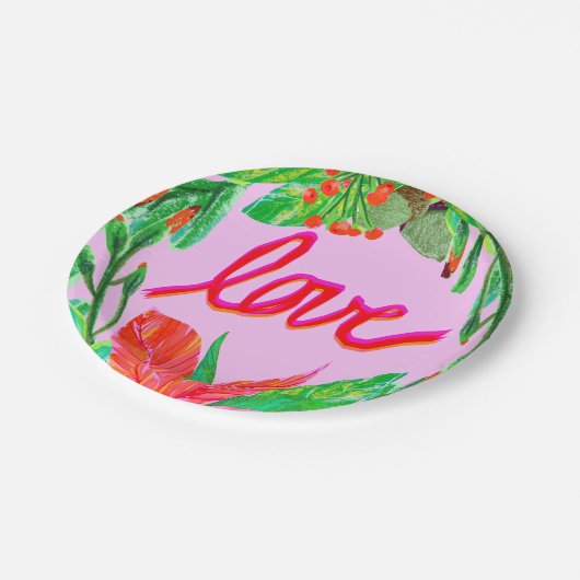 Assiettes En Carton Foliage de Noël - Amour (Angle)