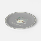 Assiettes En Carton Foliage hivernal rustique (Angle)