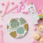 Assiettes En Carton Foliage Tropical - Motif Monstère Et Feuille De Pa (Fête)
