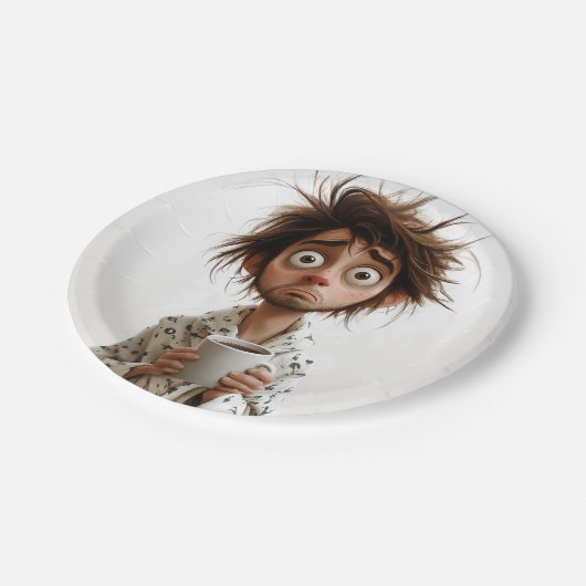 Assiettes En Carton Folie du matin : Café d'abord, questions plus tard (Angle)