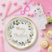 Assiettes En Carton Foliole d'or vert Rouge Berry Noël (Fête)