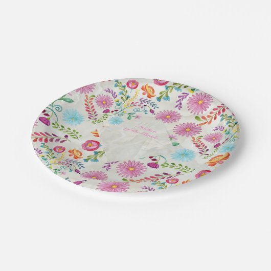 Assiettes En Carton Folk Flowers Mother of Bride (Angle)