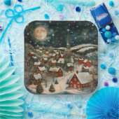 Assiettes En Carton Folk Winter Village (Fête)