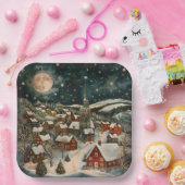 Assiettes En Carton Folk Winter Village (Fête)
