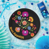 Assiettes En Carton folklore polonais avec fleurs roses (Fête)